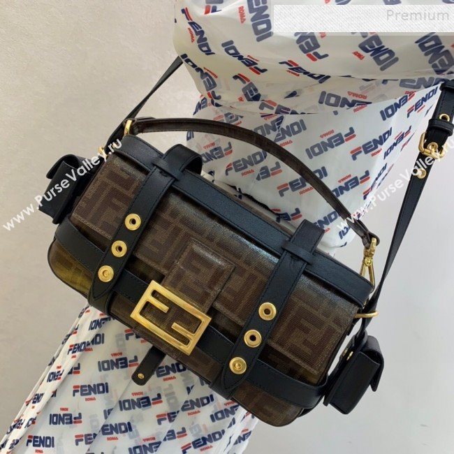 Fendi Baguette Cage Medium FF Shoulder Bag Black 2019 (HONGS-9111257)