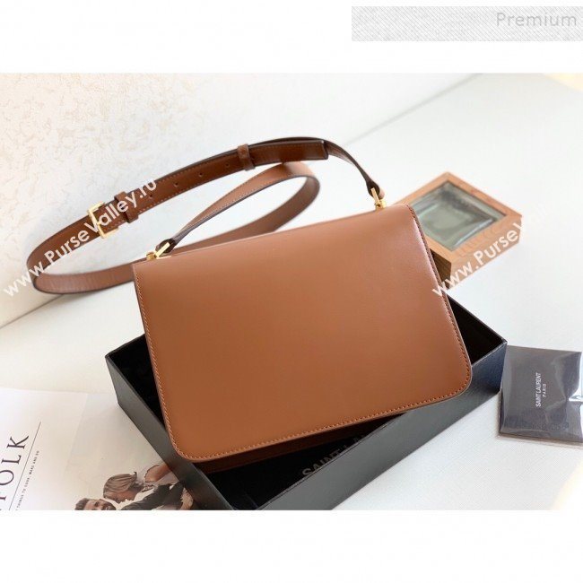 Saint Laurent Carre Satchel Box in Smooth Leather 585060 Caramel Brown 2019 (KTSD-9111302)