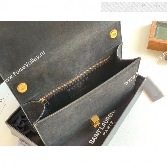 Saint Laurent Carre Satchel Box Bag in Suede 585060 Black 2019 (KTSD-9111304)