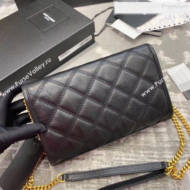 Saint Laurent Becky Chain Wallet WOC in Diamond-Quilted Lambskin  585031 Black 2019 (JD-9111433)