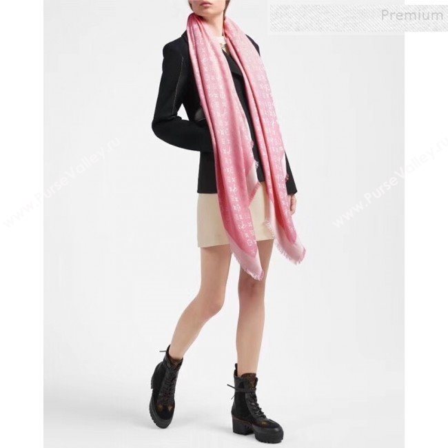 Louis Vuitton Denim Monogram Square Scarf 140x140cm Pink 2019 (A0-9111604)