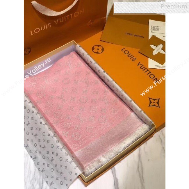 Louis Vuitton Denim Monogram Square Scarf 140x140cm Pink 2019 (A0-9111604)