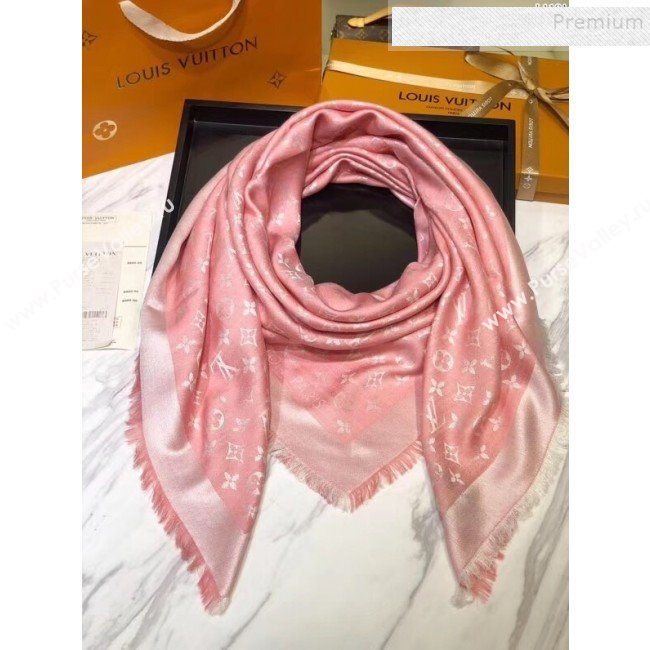 Louis Vuitton Denim Monogram Square Scarf 140x140cm Pink 2019 (A0-9111604)