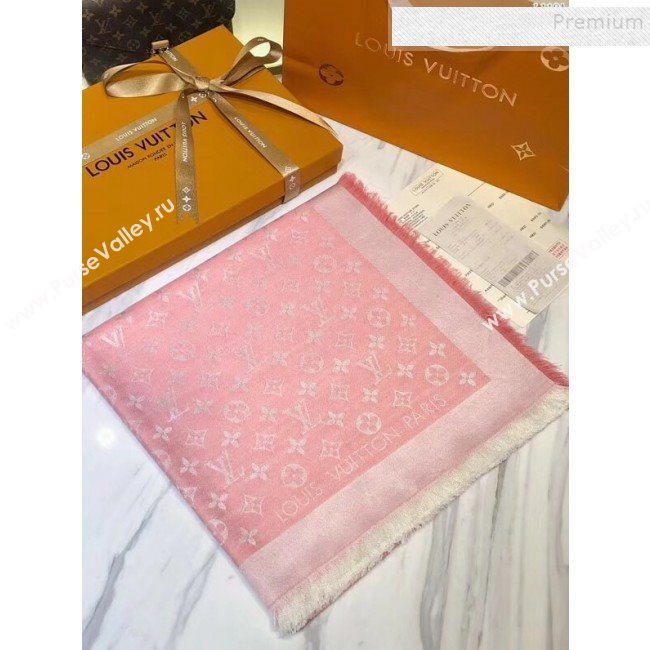 Louis Vuitton Denim Monogram Square Scarf 140x140cm Pink 2019 (A0-9111604)
