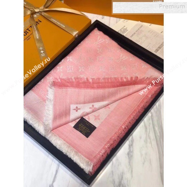 Louis Vuitton Denim Monogram Square Scarf 140x140cm Pink 2019 (A0-9111604)