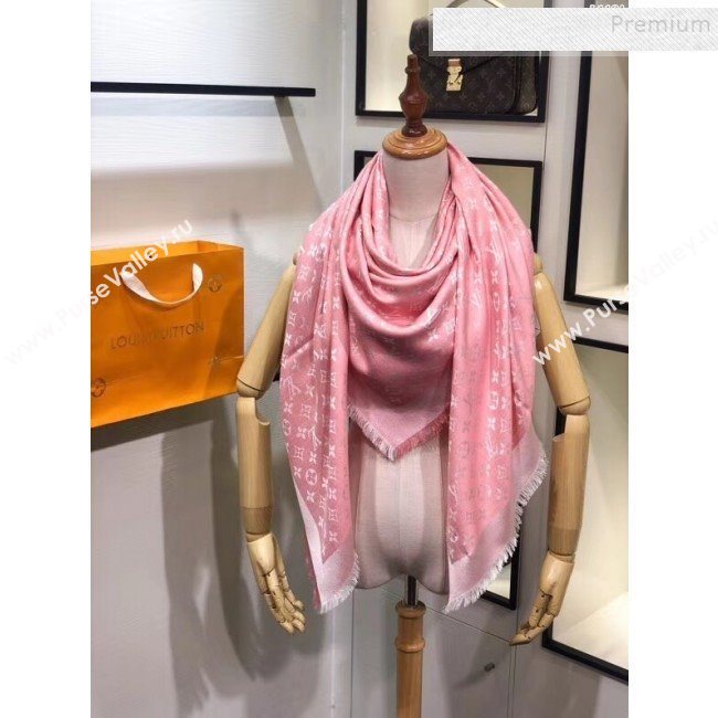 Louis Vuitton Denim Monogram Square Scarf 140x140cm Pink 2019 (A0-9111604)