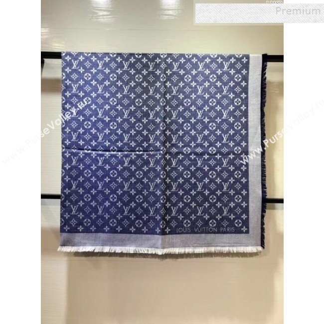 Louis Vuitton Denim Monogram Square Scarf 140x140cm Blue 2019 (A0-9111605)