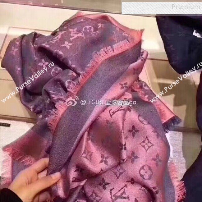 Louis Vuitton Denim Monogram Square Scarf 140x140cm Purple 2019 (A0-9111606)