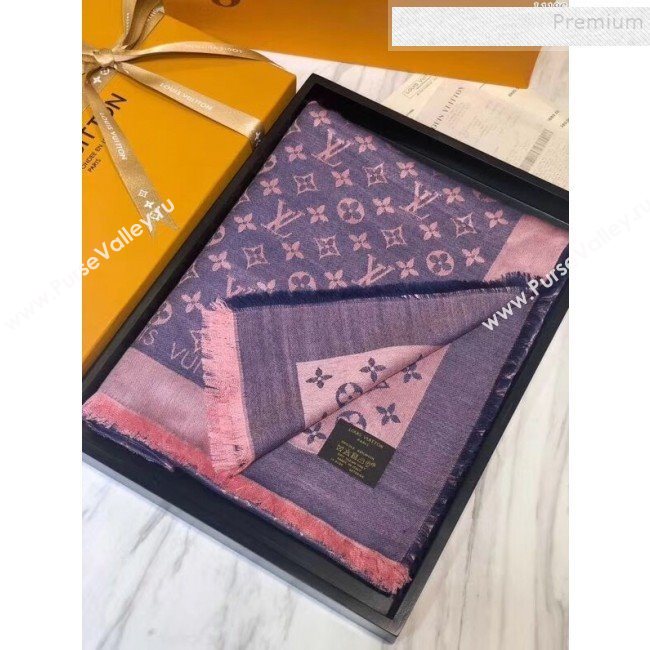 Louis Vuitton Denim Monogram Square Scarf 140x140cm Purple 2019 (A0-9111606)