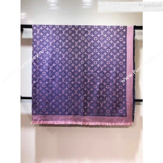 Louis Vuitton Denim Monogram Square Scarf 140x140cm Purple 2019 (A0-9111606)