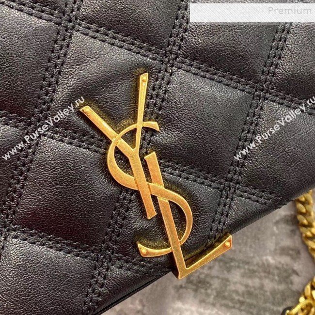 Saint Laurent Becky Chain Wallet WOC in Diamond-Quilted Lambskin  585031 Black 2019 (JD-9111433)