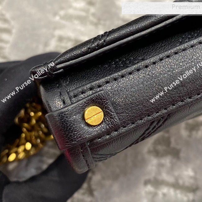 Saint Laurent Becky Chain Wallet WOC in Diamond-Quilted Lambskin  585031 Black 2019 (JD-9111433)