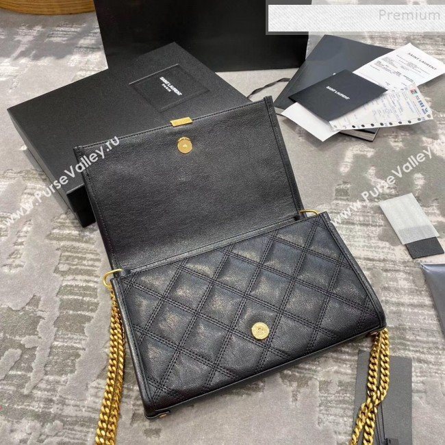 Saint Laurent Becky Chain Wallet WOC in Diamond-Quilted Lambskin  585031 Black 2019 (JD-9111433)