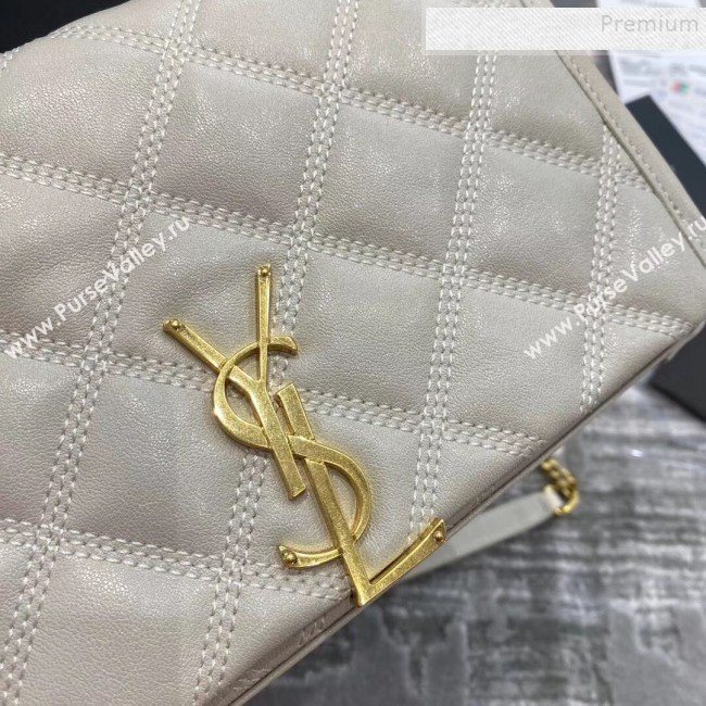 Saint Laurent Becky Chain Wallet WOC in Diamond-Quilted Lambskin  585031 White 2019 (JD-9111432)