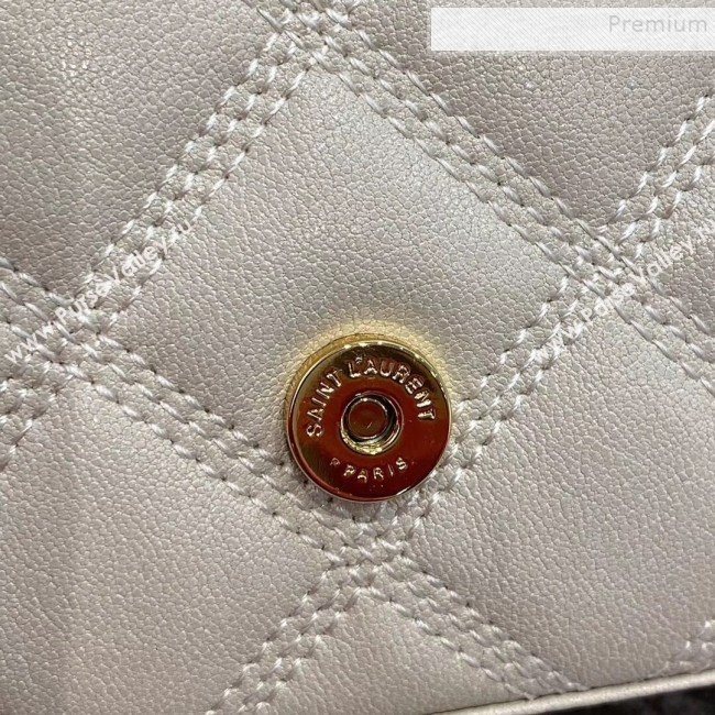 Saint Laurent Becky Chain Wallet WOC in Diamond-Quilted Lambskin  585031 White 2019 (JD-9111432)