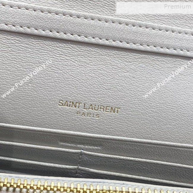 Saint Laurent Becky Chain Wallet WOC in Diamond-Quilted Lambskin  585031 White 2019 (JD-9111432)