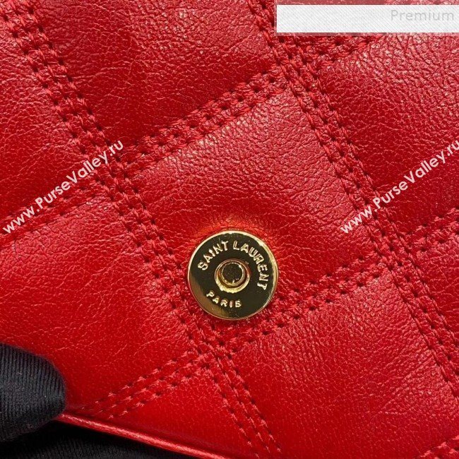 Saint Laurent Becky Chain Wallet WOC in Diamond-Quilted Lambskin  585031 Red 2019 (JD-9111434)