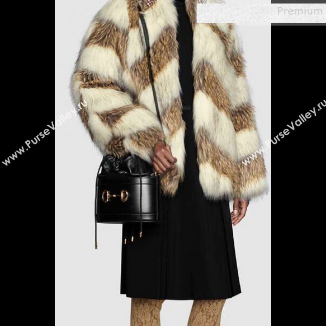 Gucci 1955 Horsebit Bucket Bag 602118 Black Leather 2019 (DLH-9111902)