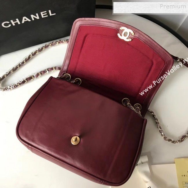 Chanel Lambskin Medium Flap Bag AS1178 Burgundy 2019 (KAIS-9111805)