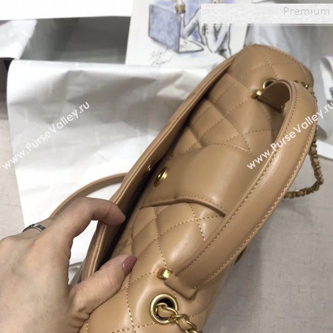 Chanel Quilted and Chevron Calfskin Large Flap Bag with Top Handle AS0712 Beige 2019 (JIYUAN-9111808)