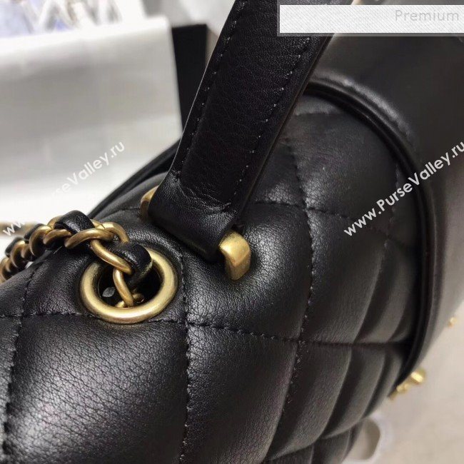 Chanel Quilted and Chevron Calfskin Large Flap Bag with Top Handle AS0712 Black 2019 (JIYUAN-9111807)