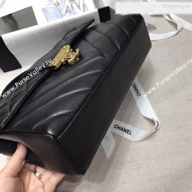 Chanel Quilted and Chevron Calfskin Large Flap Bag with Top Handle AS0712 Black 2019 (JIYUAN-9111807)