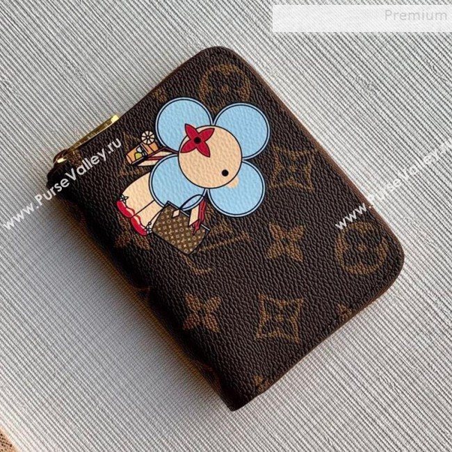 Louis Vuitton Damier Ebene Canvas Printed Zippy Coin Purse Wallet N60258 Pink 2019 (KD-9111813)