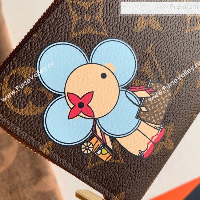 Louis Vuitton Damier Ebene Canvas Printed Zippy Coin Purse Wallet N60258 Pink 2019 (KD-9111813)