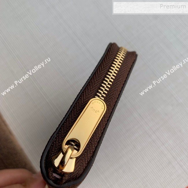 Louis Vuitton Damier Ebene Canvas Printed Zippy Coin Purse Wallet N60258 Pink 2019 (KD-9111813)