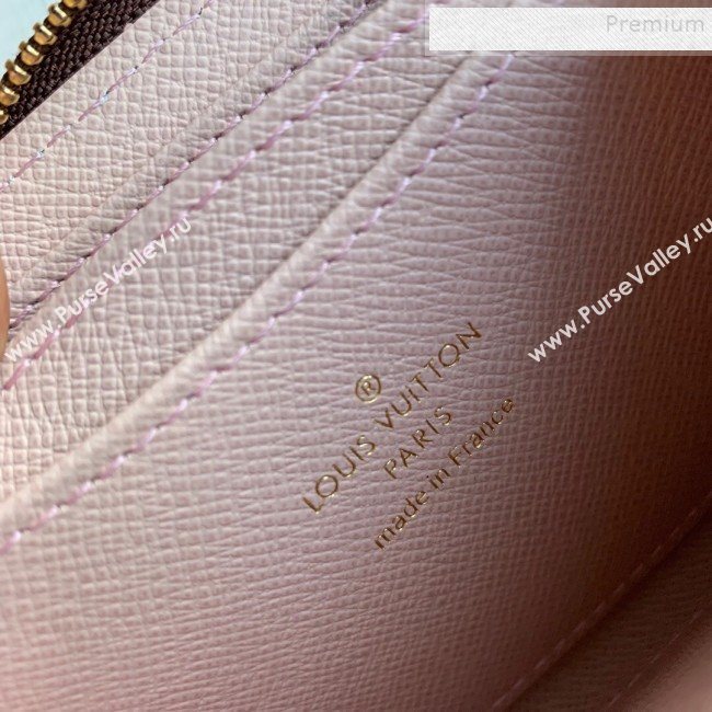 Louis Vuitton Damier Ebene Canvas Printed Zippy Coin Purse Wallet N60258 Pink 2019 (KD-9111813)