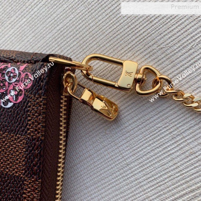 Louis Vuitton Damier Ebene Canvas Print Mini Pochette Accessoires Pouch N60259 Red 2019 (KD-9111814)