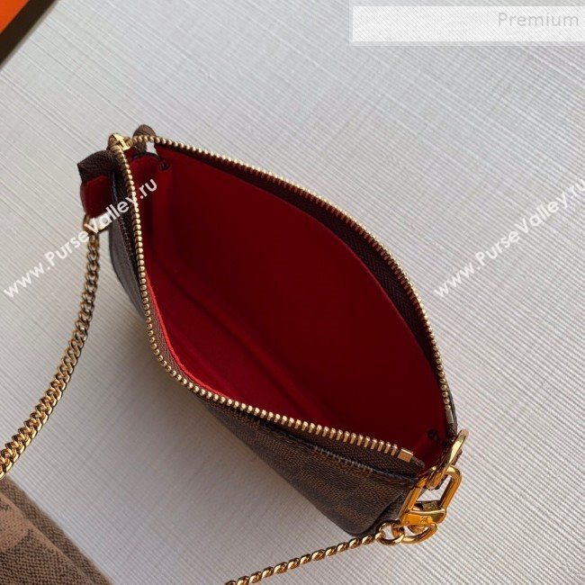 Louis Vuitton Damier Ebene Canvas Print Mini Pochette Accessoires Pouch N60259 Red 2019 (KD-9111814)