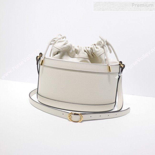 Gucci 1955 Horsebit Bucket Bag 602118 White Leather 2019 (DLH-9111901)