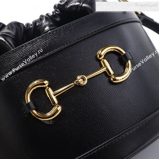 Gucci 1955 Horsebit Bucket Bag 602118 Black Leather 2019 (DLH-9111902)