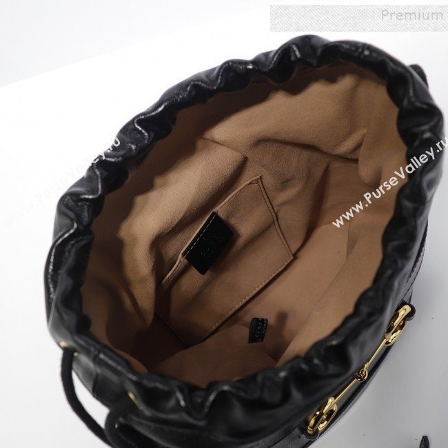 Gucci 1955 Horsebit Bucket Bag 602118 Black Leather 2019 (DLH-9111902)