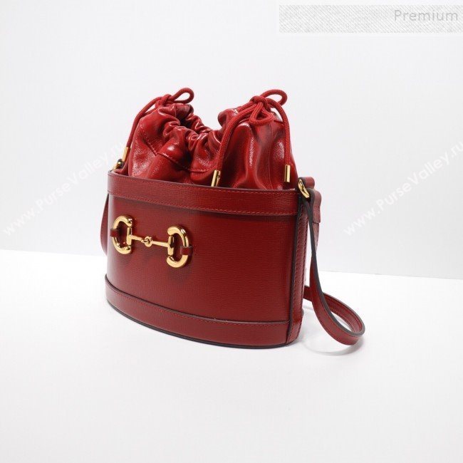 Gucci 1955 Horsebit Bucket Bag 602118 Red Leather 2019 (DLH-9111904)