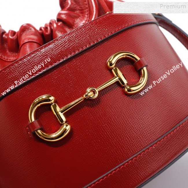 Gucci 1955 Horsebit Bucket Bag 602118 Red Leather 2019 (DLH-9111904)