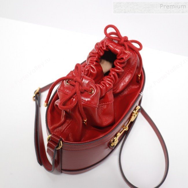 Gucci 1955 Horsebit Bucket Bag 602118 Red Leather 2019 (DLH-9111904)
