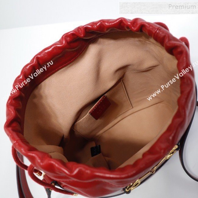 Gucci 1955 Horsebit Bucket Bag 602118 Red Leather 2019 (DLH-9111904)