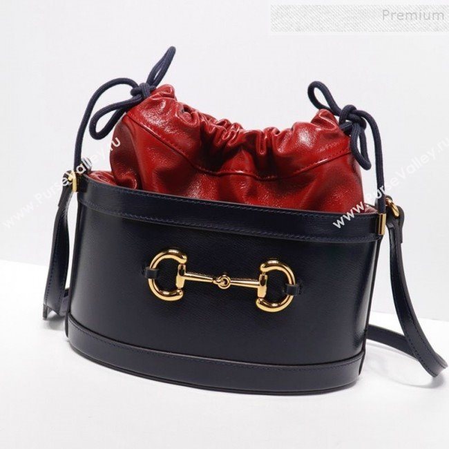 Gucci 1955 Horsebit Bucket Bag 602118 Blue/Red 2019 (DLH-9111903)