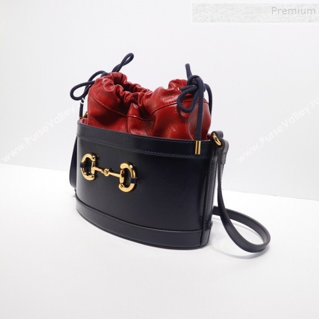 Gucci 1955 Horsebit Bucket Bag 602118 Blue/Red 2019 (DLH-9111903)