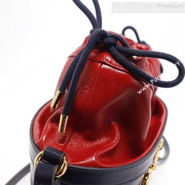 Gucci 1955 Horsebit Bucket Bag 602118 Blue/Red 2019 (DLH-9111903)