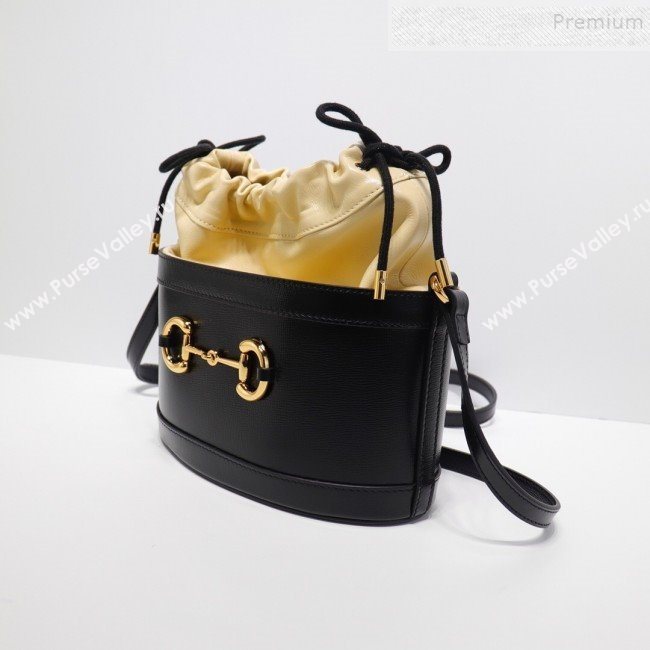 Gucci 1955 Horsebit Bucket Bag 602118 Apricot/Black 2019 (DLH-9111905)