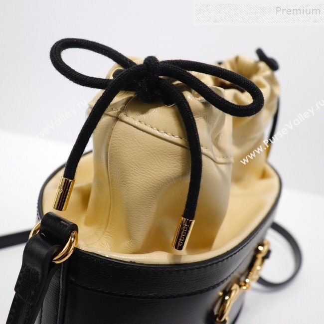 Gucci 1955 Horsebit Bucket Bag 602118 Apricot/Black 2019 (DLH-9111905)