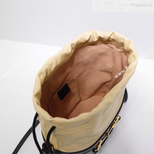 Gucci 1955 Horsebit Bucket Bag 602118 Apricot/Black 2019 (DLH-9111905)