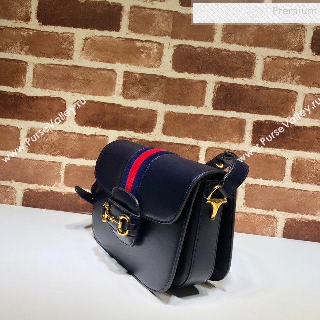 Gucci 1955 Horsebit Web Shoulder Bag 602204 Dark Blue 2020 (DLH-9111906)