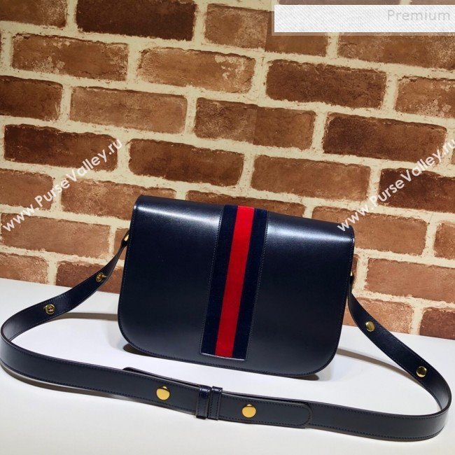 Gucci 1955 Horsebit Web Shoulder Bag 602204 Dark Blue 2020 (DLH-9111906)