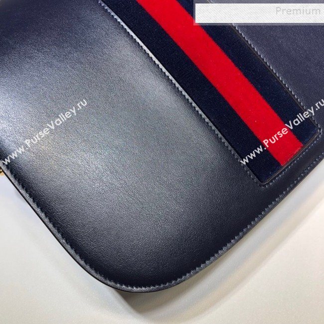 Gucci 1955 Horsebit Web Shoulder Bag 602204 Dark Blue 2020 (DLH-9111906)