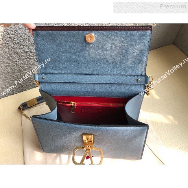 Valentino Large VSLING Grainy Calfskin Top Handle Bag 0530 Light Blue 2019 (JIND-9111912)