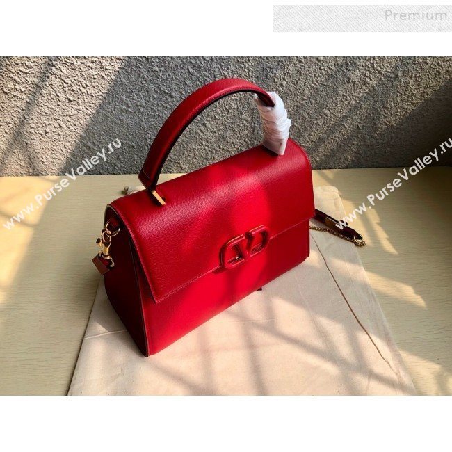 Valentino Large VSLING Grainy Calfskin Top Handle Bag 0530 Red 2019 (JIND-9111913)